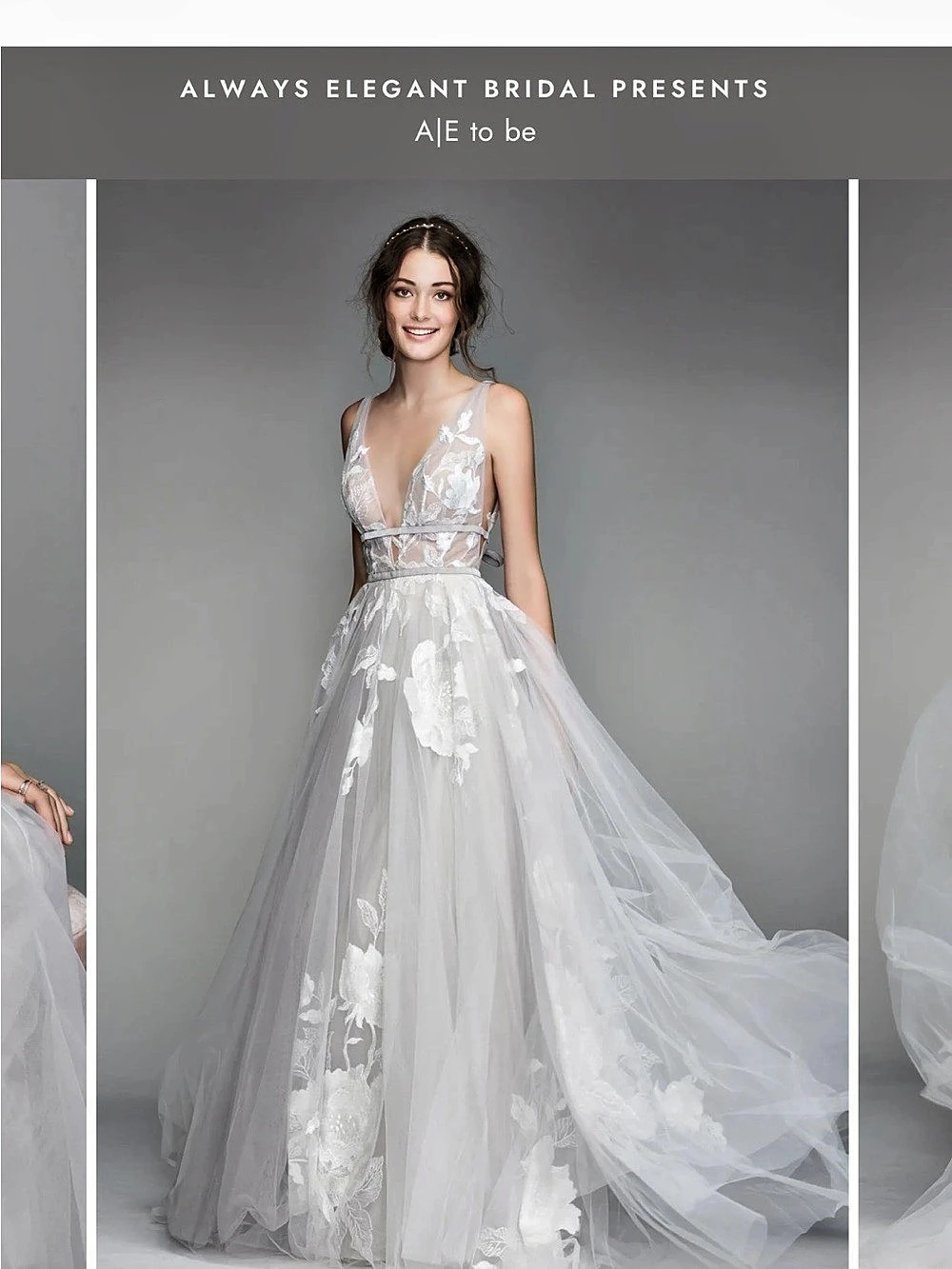 Willowby by Watters Hearst Floral Lace Wedding Gown NWT White/Gray